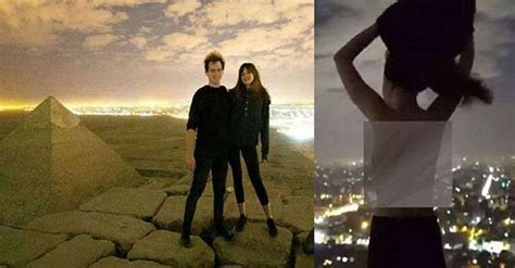 couple fuck on great pyramid|Egypt investigating couple pictured nude on top of Khufu pyramid